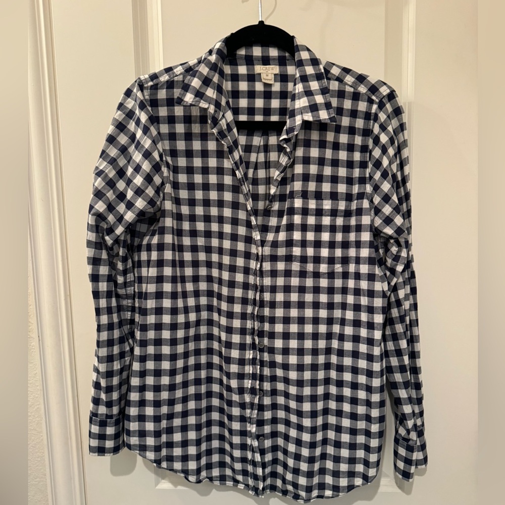 Jcrew navy checkered button down